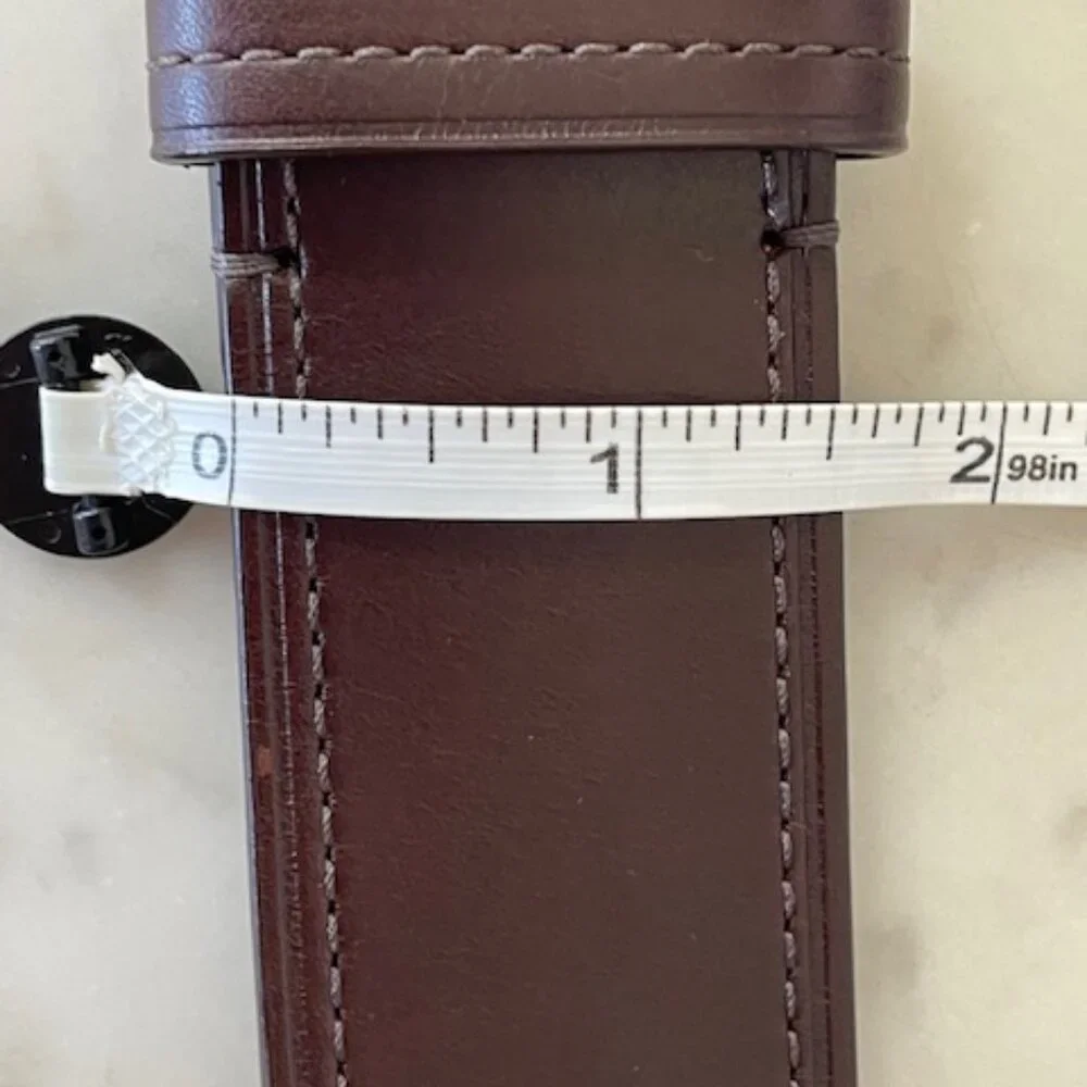 COACH Vintage Brown Leather Silver Tone Textured Buckle Men's Belt 38